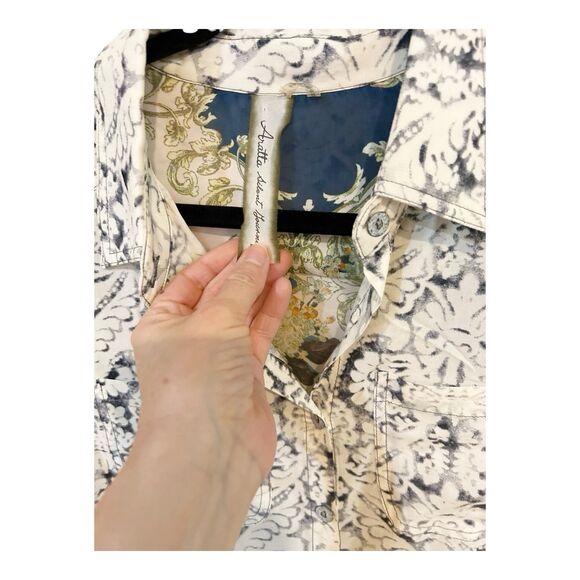 Aratta Silent Journey Damask Button Down Floral Shirt  Sz S Semi Sheer Back G9 - Picture 3 of 9